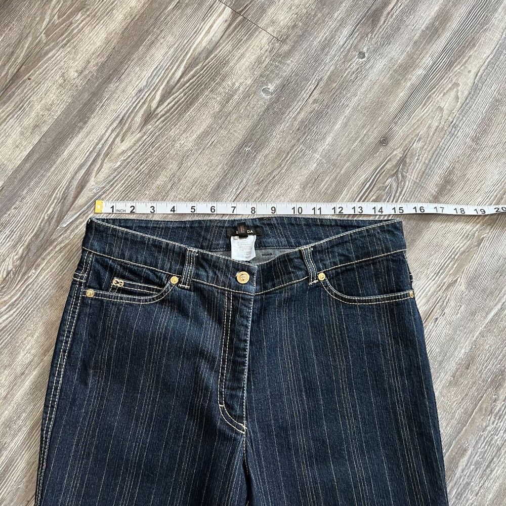 Luxury Escada Designer Denim Bootcut Gold Striped Jeans 40 Euro - Picture 5 of 11